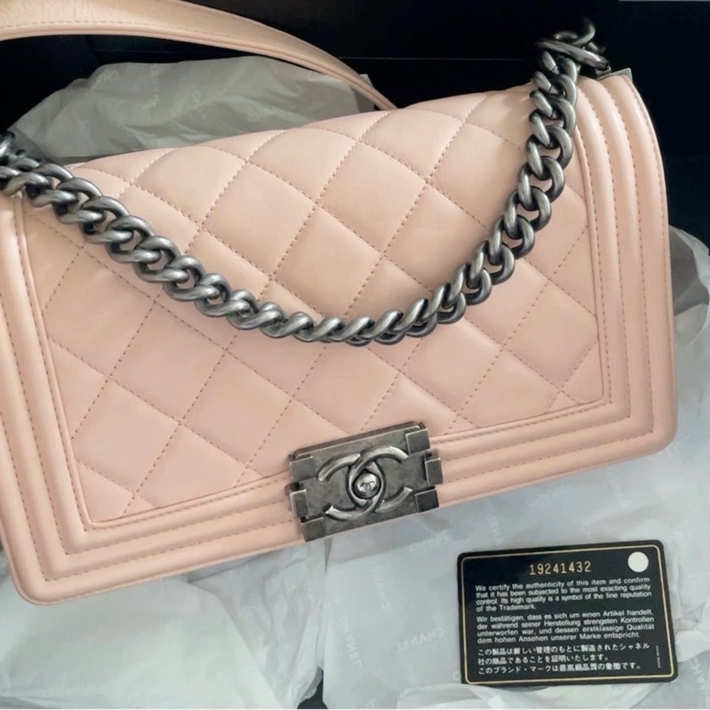 Chanel leboy lambskin pink handbag